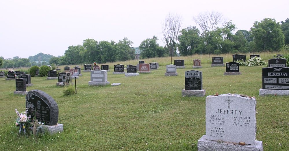 Admaston Cemetery grounds with memorial markers and open lawn.